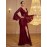 Elegant Long Sleeve Deep V-Neck Sequin Mermaid Evening Gown, Polyester Bodycon Bridesmaid Dress with Chest Pad - Middle-Eastern Style Solid Color, Woven Fabric with Elastane for Comfort - Adult Collection
