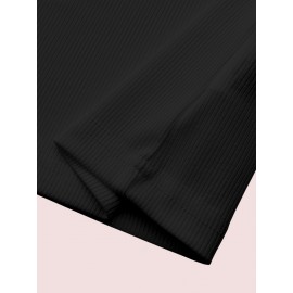 Sold Ribbed Elastic Waist Shorts, Casual Basic Shorts For Summer & Spring, Women's Clothing